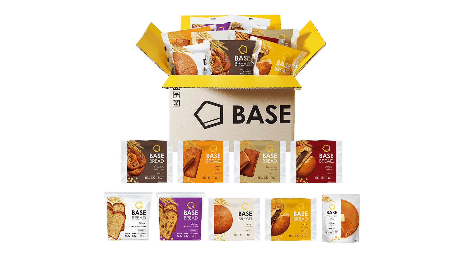 完全栄養食 BASE FOODの「ベースブレッド16袋＆ベースパンケーキミックス2袋セット」を3人に