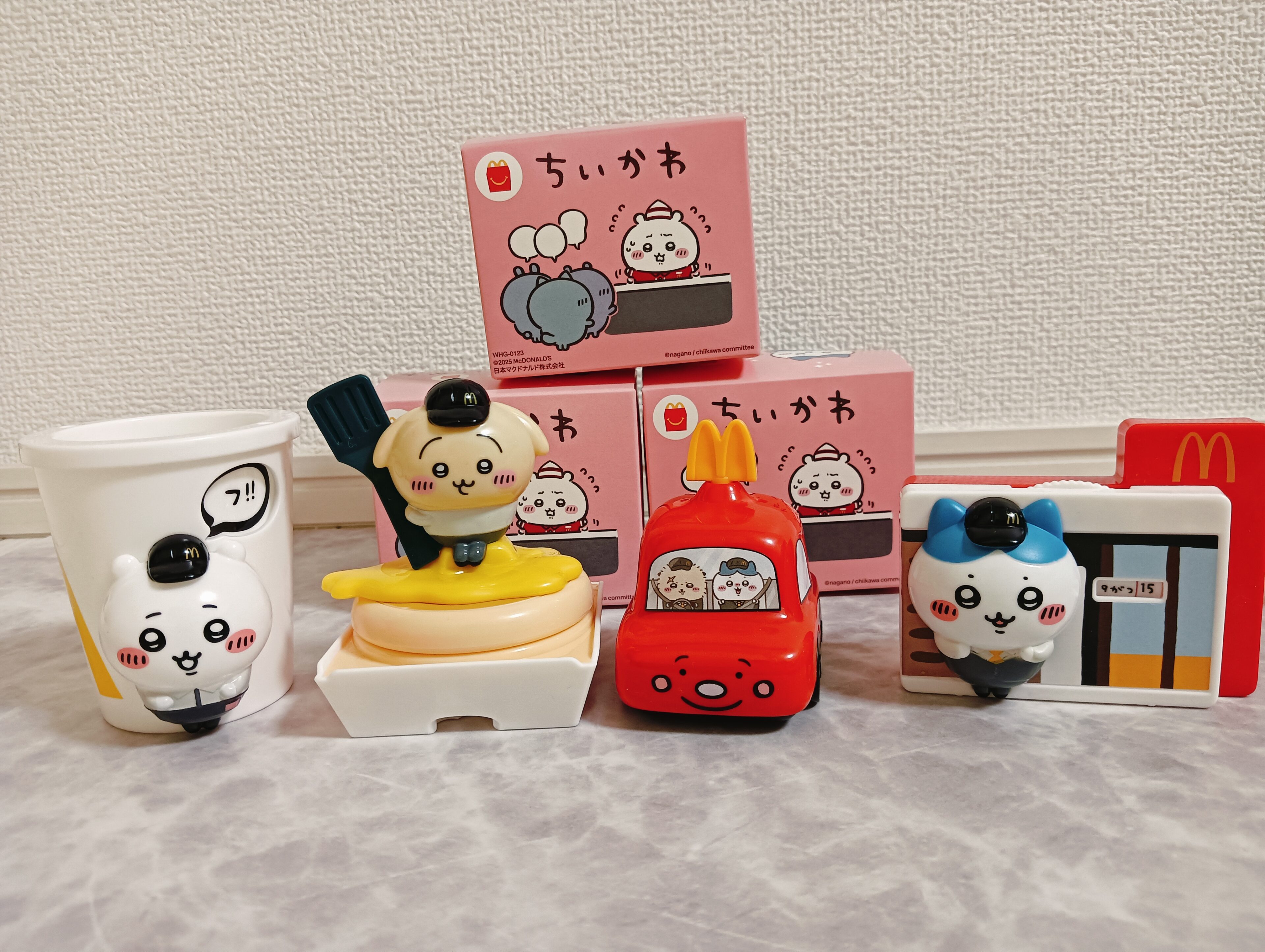 マクドナルドハッピーセット「ちいかわ」第1弾・全4種コンプリート!どれも可愛い!!