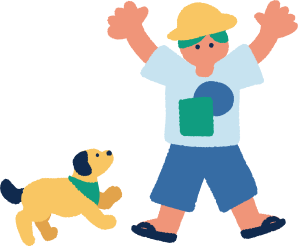 犬と子どものイラスト