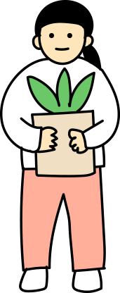 イラスト：観葉植物を持っている女の子